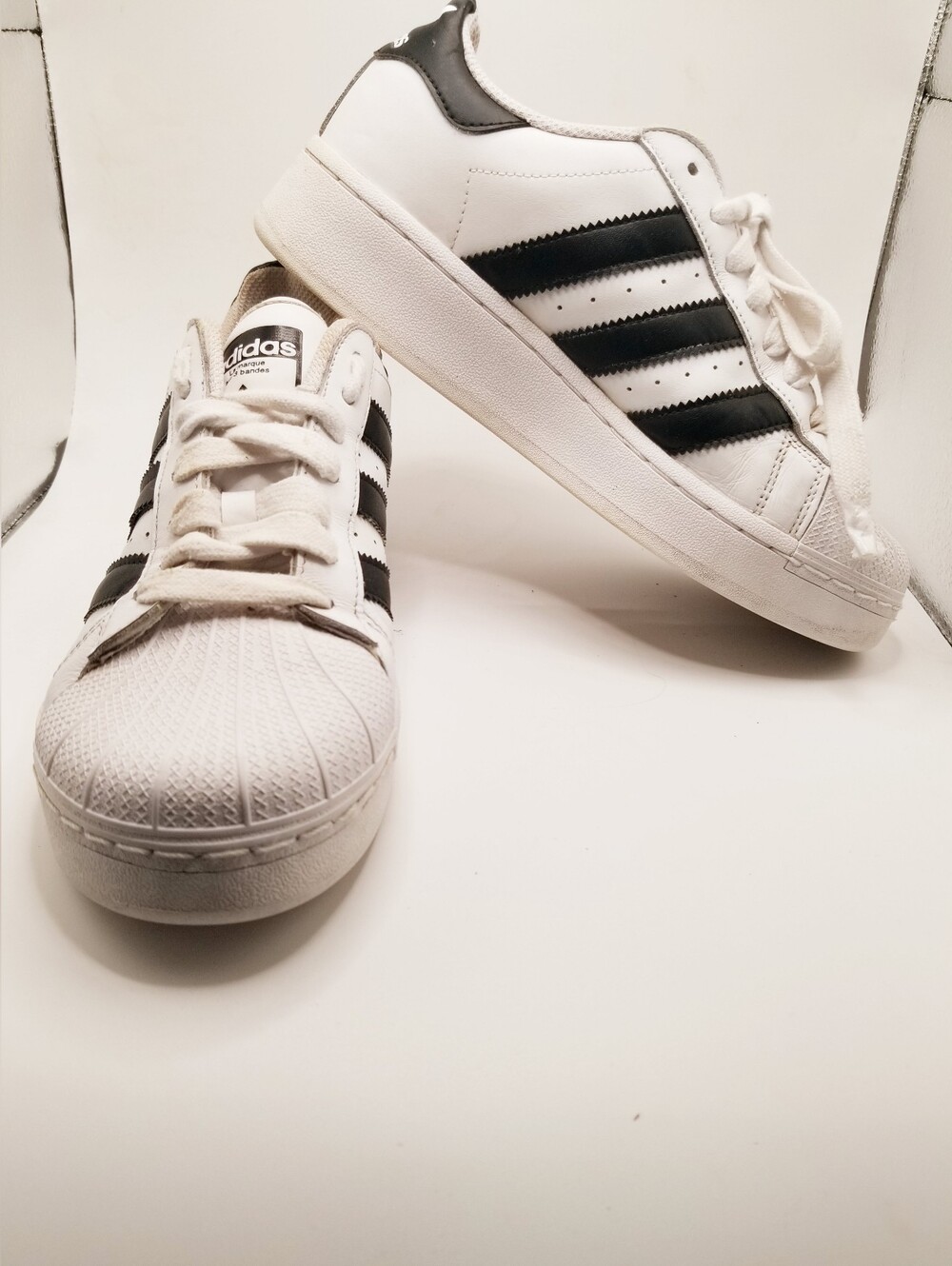 Adidas Superstar White Black Shell Toe Sneakers Womans 8